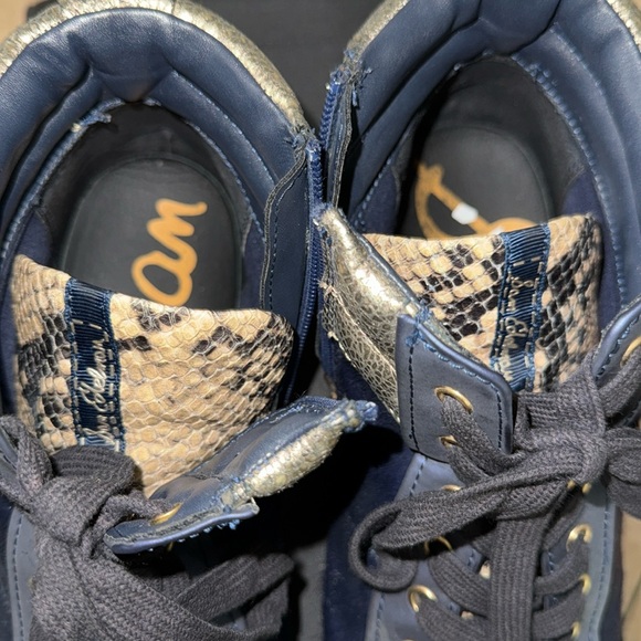 SAM EDELMAN Britt Snake Print Navy Fur Gold Metallic High Top Boot Sneaker 10 - Picture 10 of 12